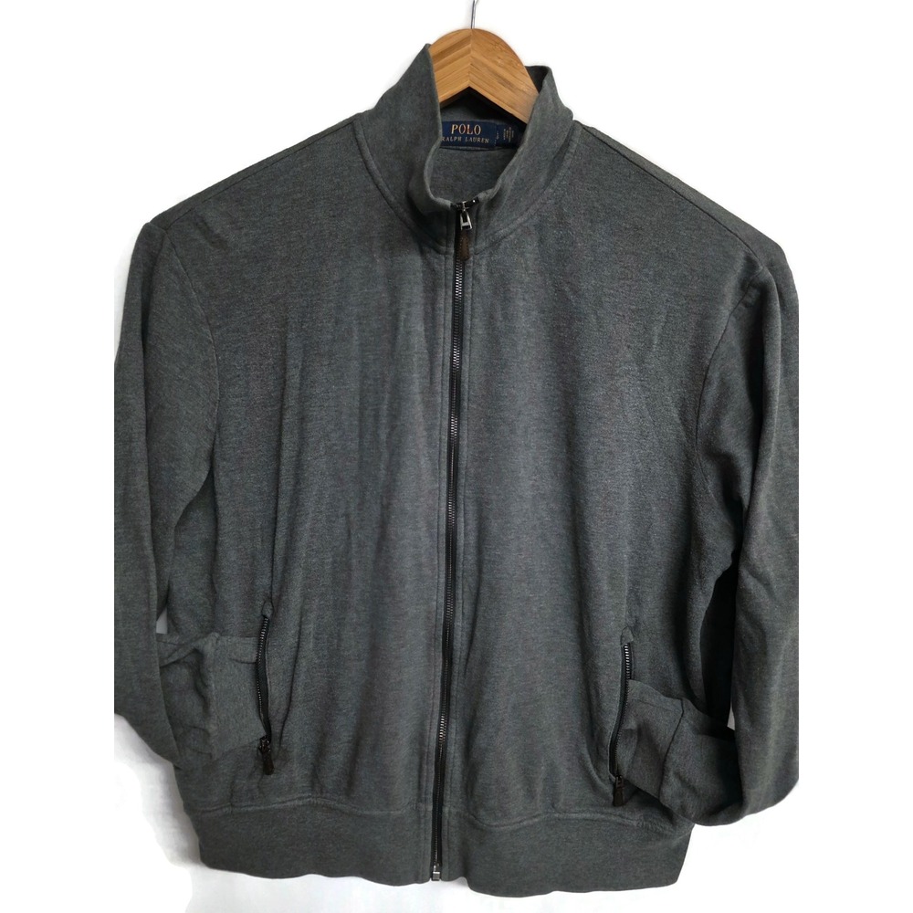 Polo Ralph Lauren Mens Gray Full Zip Mock Neck Track Jacket Large 9477-5